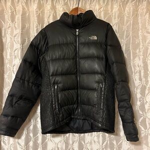 The North Fact Black Quilted 550 Goose Down Puffer Coat Jacket Winter Vintage